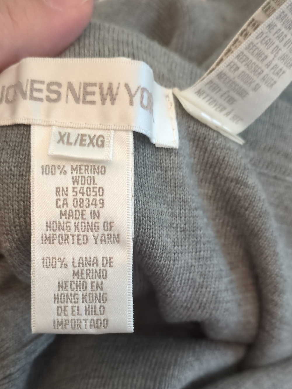 Jones New York Vintage Merino Wool Women's Grey Knit Wide-Leg Pants Sz XL - Picture 6 of 7